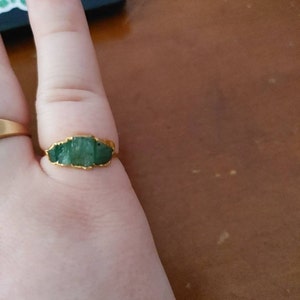 Customer photo from Grace, Three Stone Raw Emerald Ring in Yellow Gold
