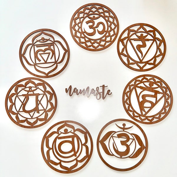 Chakra Symbols Mandala Wooden Wall Art Set: Yoga Room Decor - Etsy