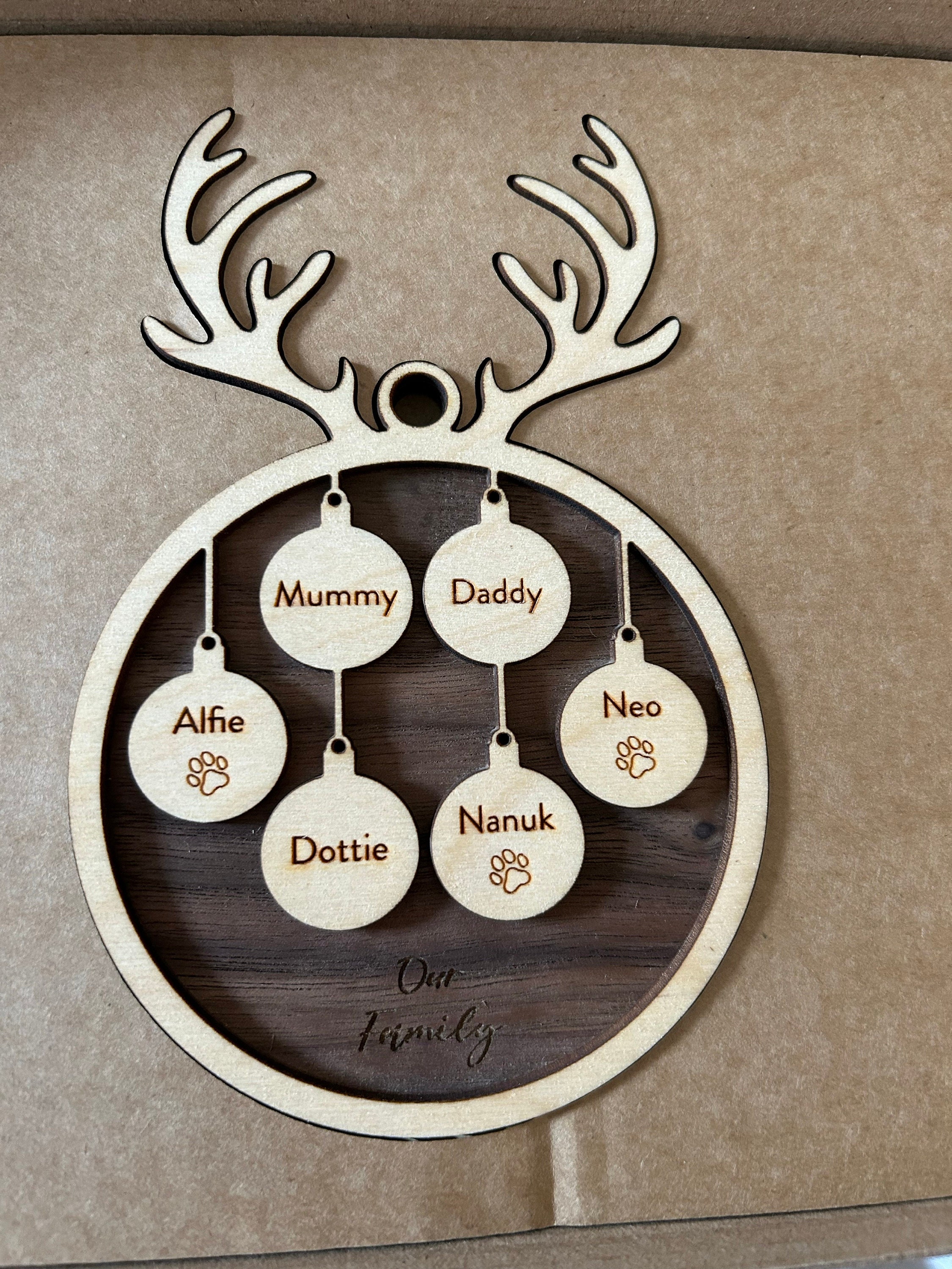 Personalised Family Christmas Ornament, Hanging Stockings, Custom, Family Gift Decor, First Family Christmas Decoration, Names, 2021 2022