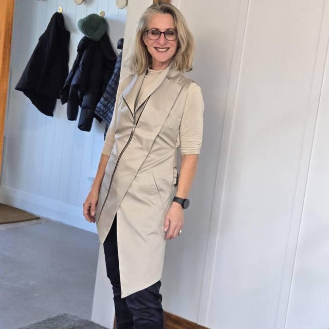 Beige Elegant Zipper Vest/asymmetric Casual Long Top
