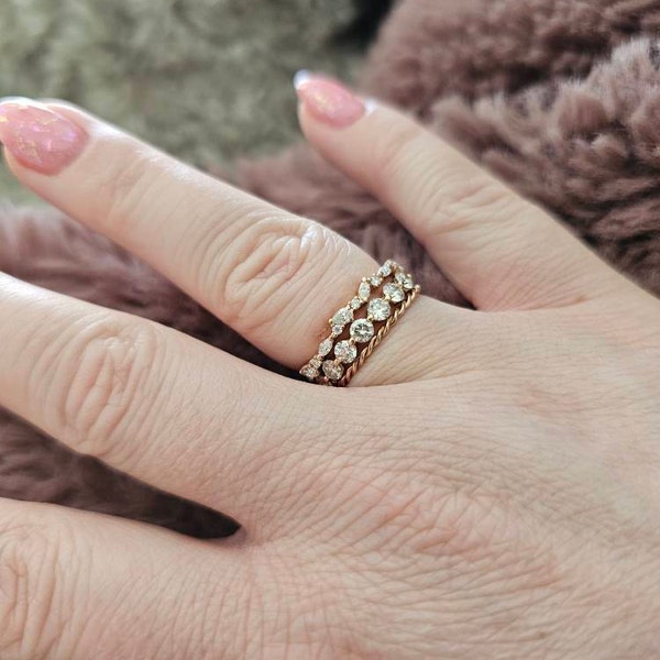 Solid Gold Braided Rope Ring, Dainty Twist Ring, 1.2mm Twisted Rope ...