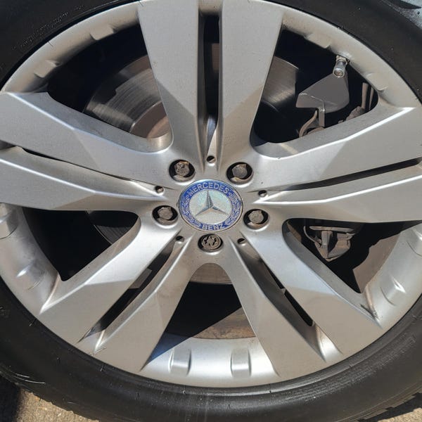 Set of 4 Mercedes Benz Wheel Center Caps Emblem Blue Laurel Wreath 75mm ...