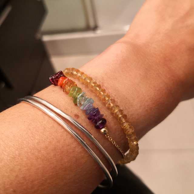7 Chakra Bracelet, Raw Crystal, Natural Gemstone, Birthstone Jewelry – Abiza