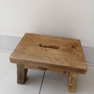 Wooden Stool Rustic Farmhouse Style Stools Handmade From Chunky ...