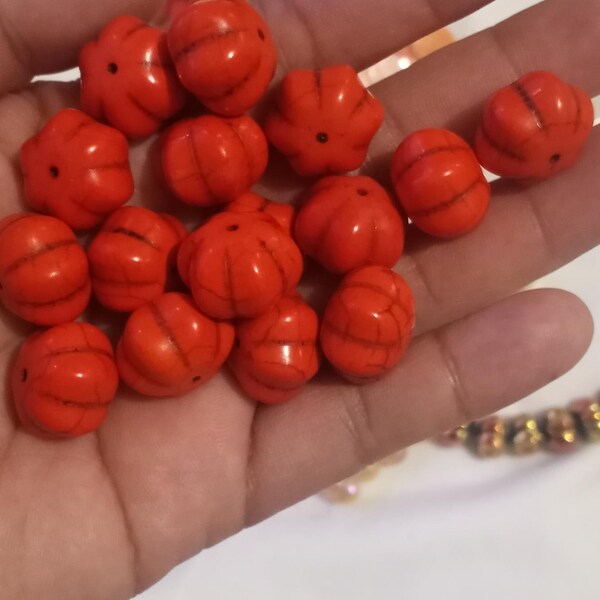 Bulk 16 Large Orange Howlite Pumpkin 18x13mm Beads for Halloween ...