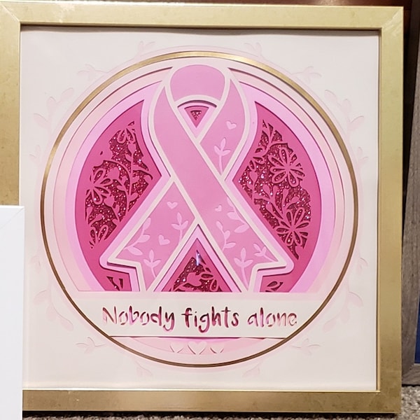 3D Cancer Awareness Ribbon Shadow Box, Cancer Ribbon SVG, Layered Paper ...