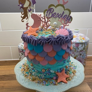 Mermaid Cake Topper With Sea Grass Mermaid Cake Topper The Etsy