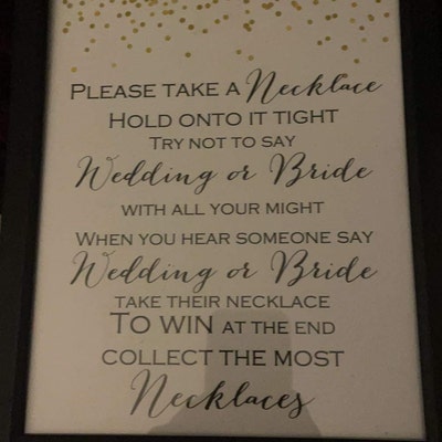 Don't Say Wedding Bride, Take a Necklace Game, Don't Say a Word ...