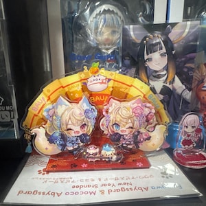 FuwaMoco New Year Acrylic Standee - Hololive Advent [Fanmade] VTuber, Fuwawa Abyssgard, Mococo Abyssgard, Twins, 3 Layers Acrylic Stand