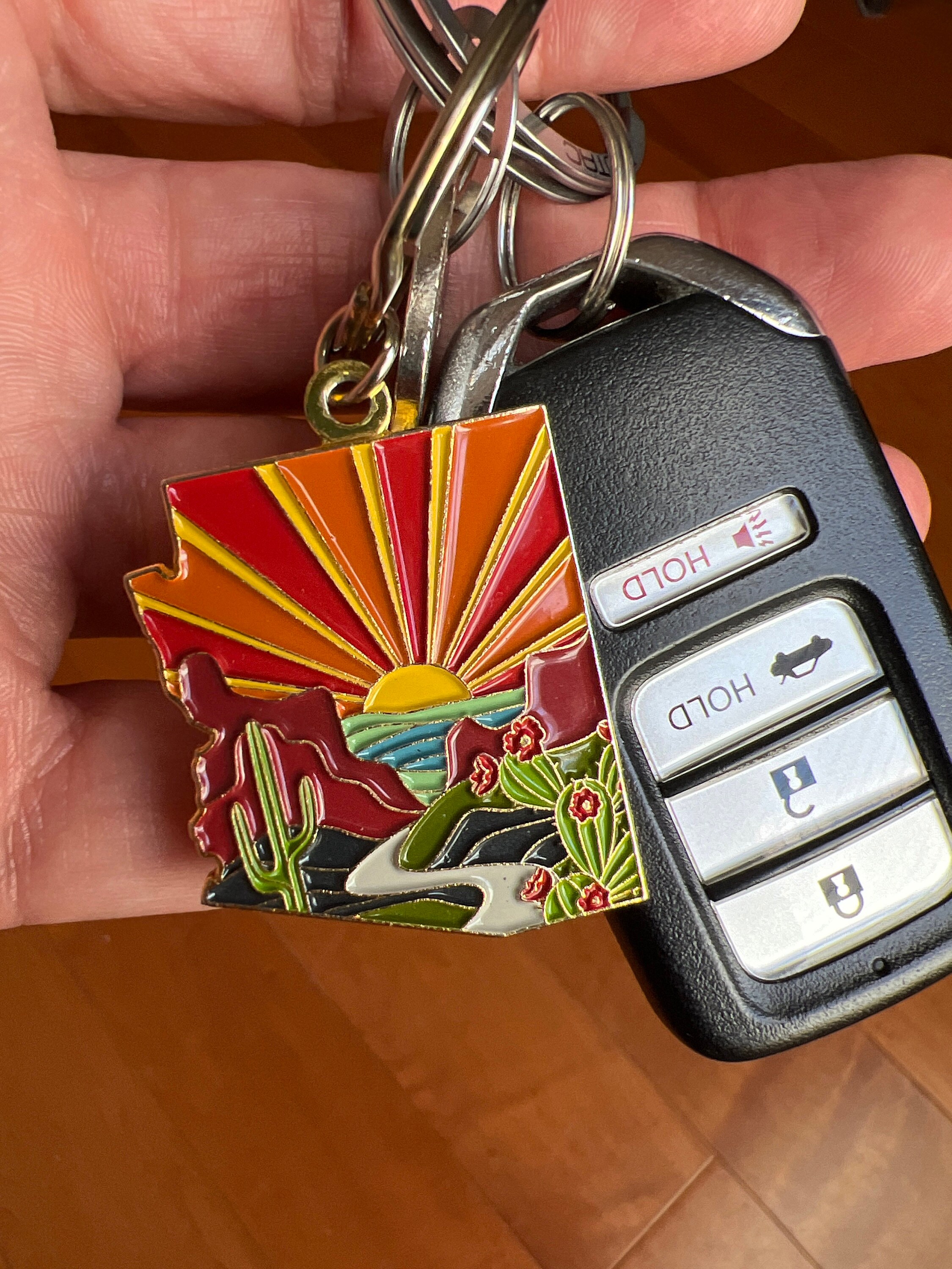 Arizona Soft Enamel Keychain | Arizona Outline Key Ring | Illustrated State Keychain 1.5&quot;