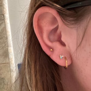 Tragus Earrings Hoop Internally Threaded Labret Stud - 316L - Foto 7