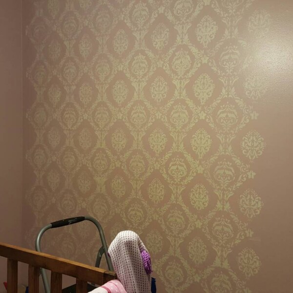 Large Wall Damask STENCIL Pattern FAUX MURAL 1007 - Etsy