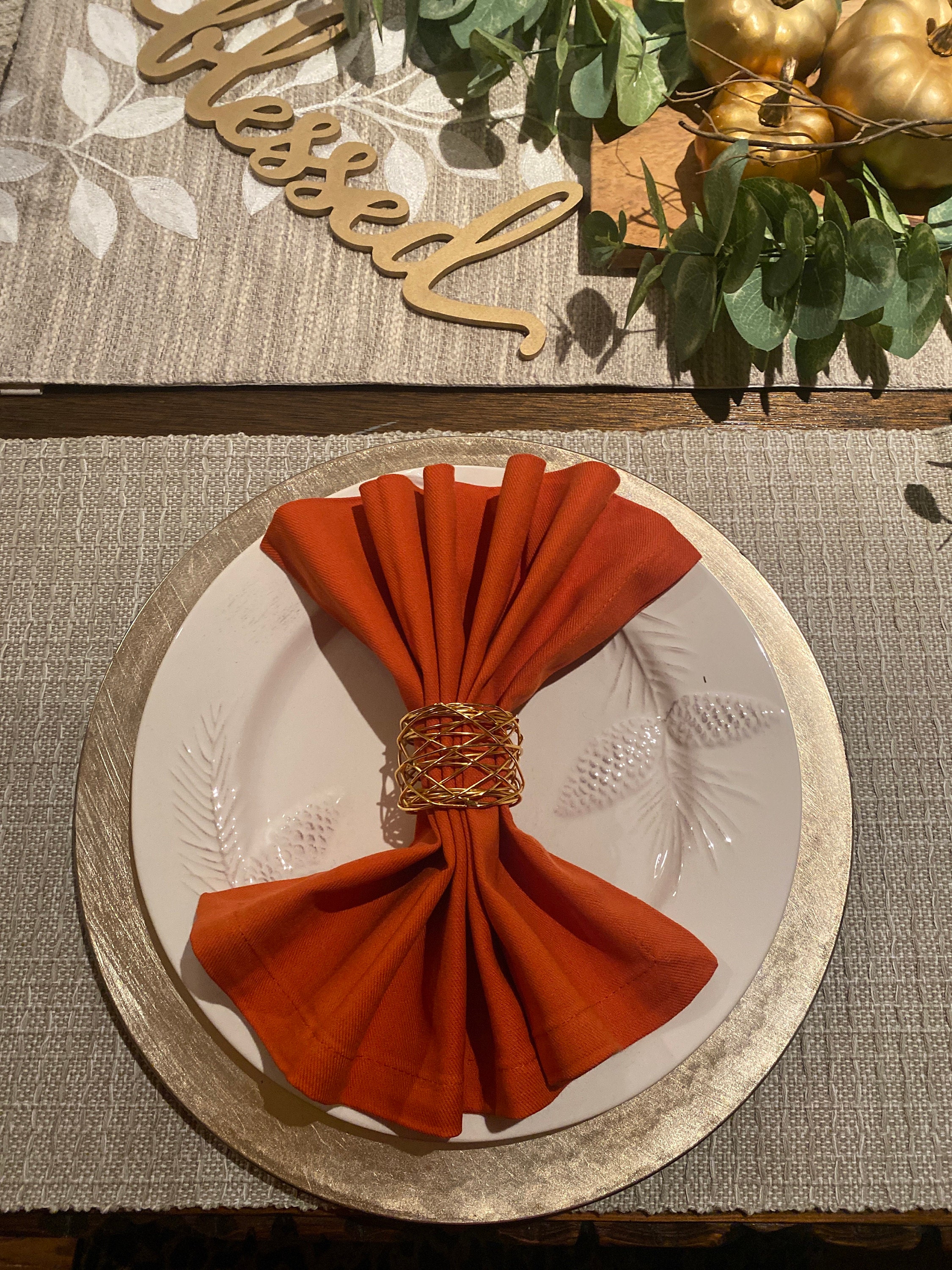 Gold Napkin Rings Set of 6 Wire Gold Napkins Rings Etsy