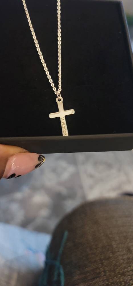 Baptism Gift • Custom Cross Necklace • Christian Jewelry • First Communion Necklace • Girls Baptism Necklace • Personalized Date Gold