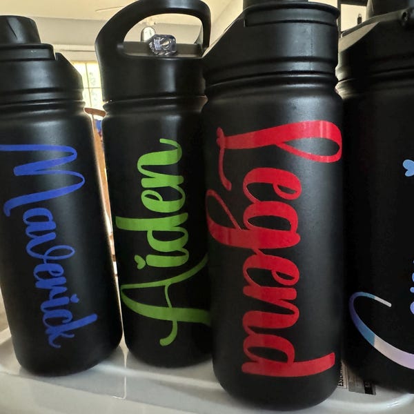 Name Stickers for Water Bottles, Vinyl Name Sticker Decal, Custom Decal ...