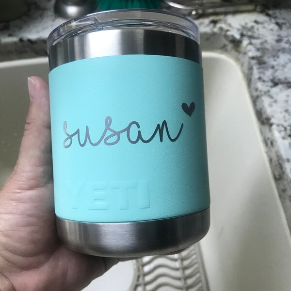 Custom Name With Heart Decal, Monogram Sticker, Yeti Decal, Car Decal ...