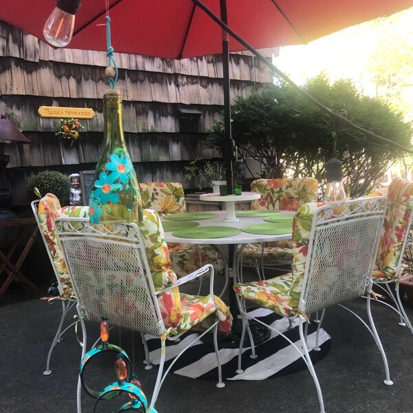 Gallery Detail: Wind Chimes Hand Painted Recycled Wine Bottles Garden Art Home