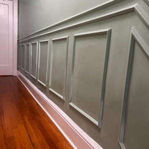 Self-Adhering Wainscot Kit - Pre-cut Wall Molding Kit - Accent Wall Trim - Wainscoting