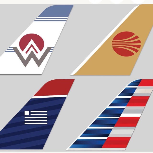 Airline Tail Fin Signs Southwest, Am West, Morris Air, TW Express