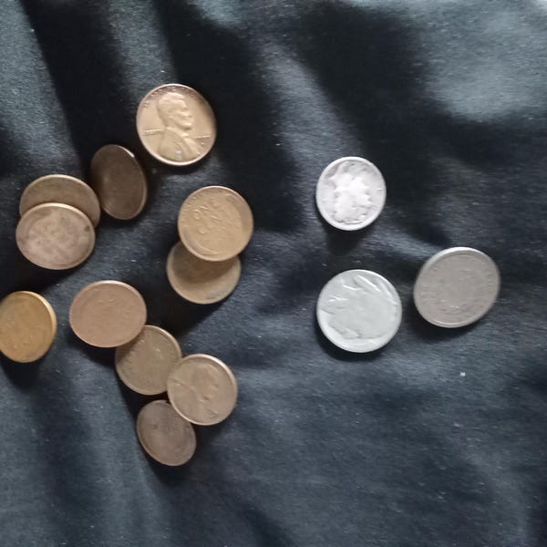 Five 100 Year Old US Coins - Obsolete Coin Collection - Silver Dime + Bonus