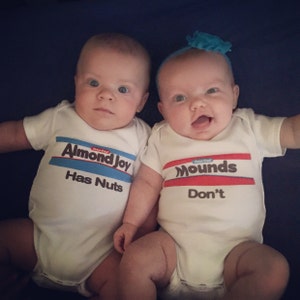 almond joy and mounds onesies
