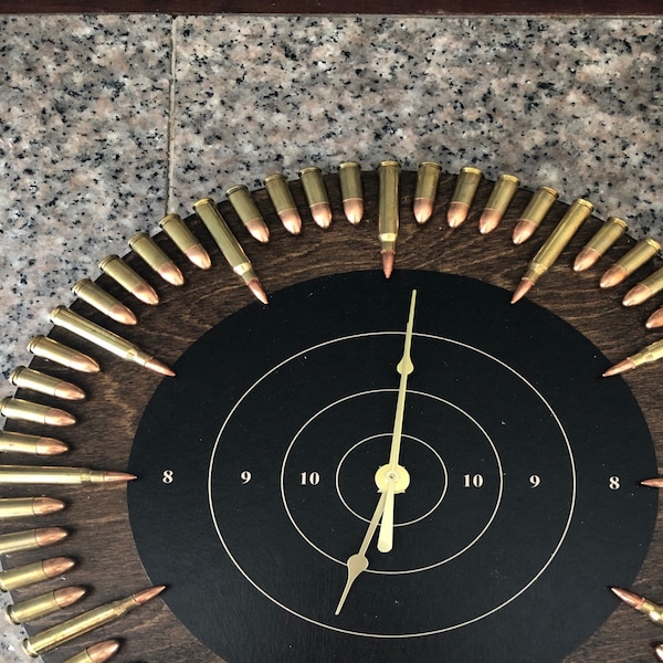Bullit Riddled Clock Original Dark Walnut Hybrid Bullet Clock. the Perfect Gift for the Hard ...