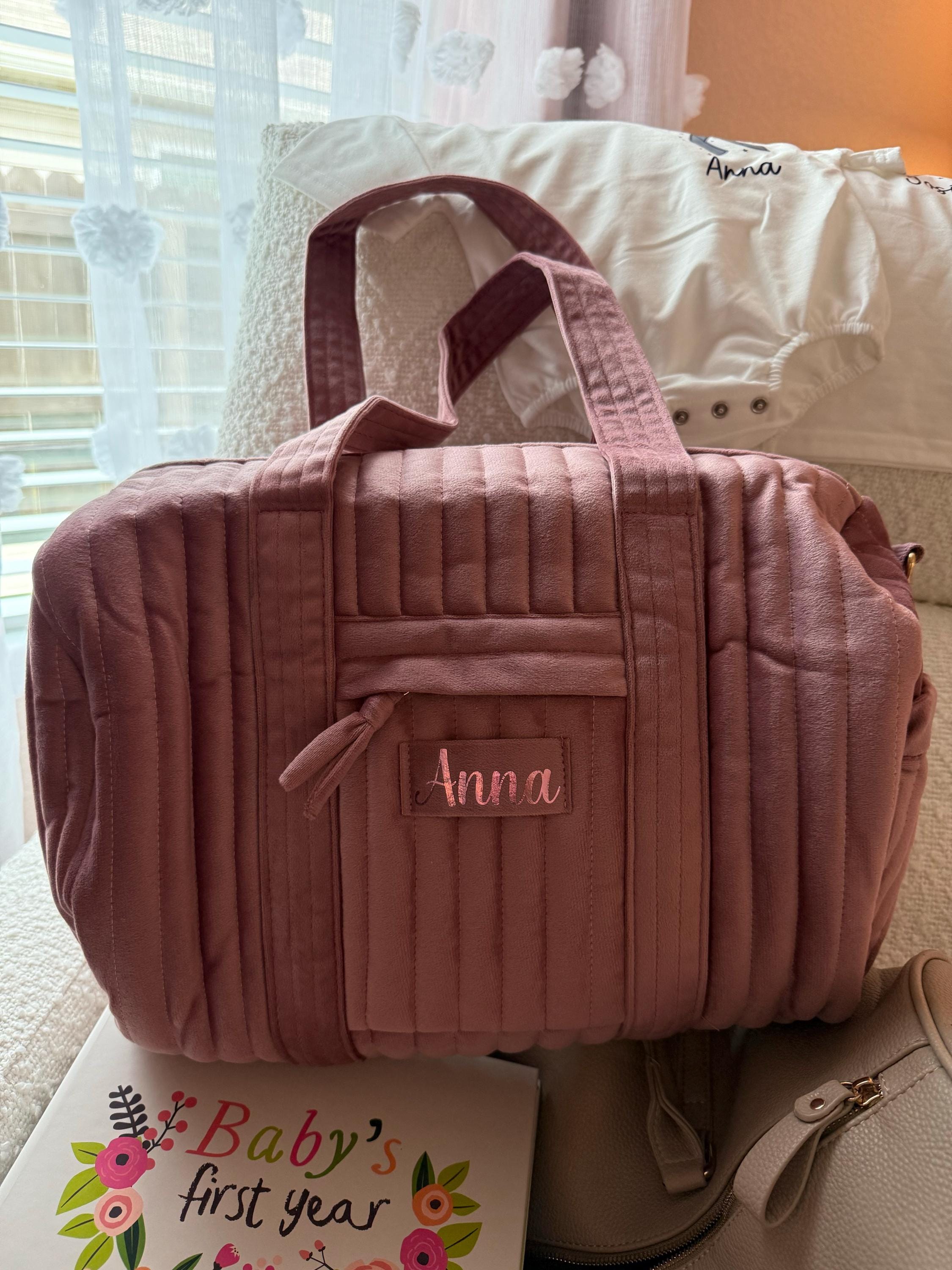 Personalized Velvet Duffle Bag with Small Pouch, Custom Name Duffel Bag, Carry-On Bag, Small Gym Bag, Weekender Overnight for Women & Girls
