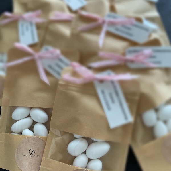 Sugared Almonds Wedding Favour in Tube, Personalised Sugared Almonds Wedding Thank You Gift ...