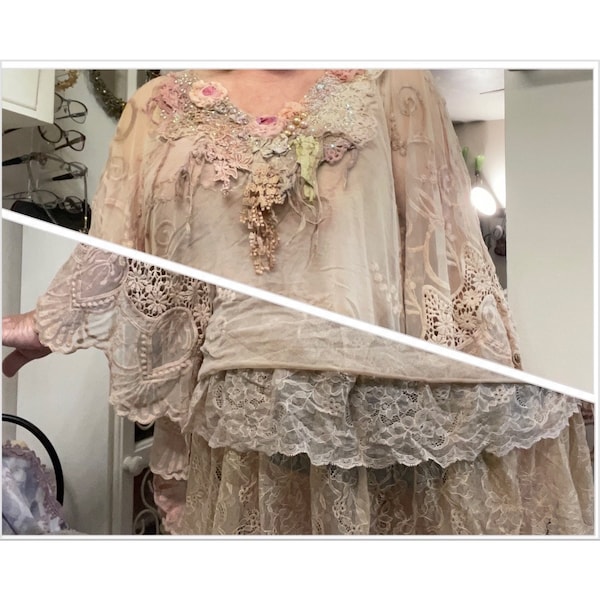Bold Artsy Decorative Boho Wrap/shrug "fleurs& Boheme" Vintage Laces ...
