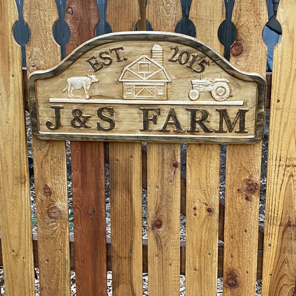 Farm Sign Personalized Established Family Name Sign Carved Wooden Last ...