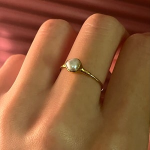 Customer photo from Andrea, Dainty Raw Pearl Ring