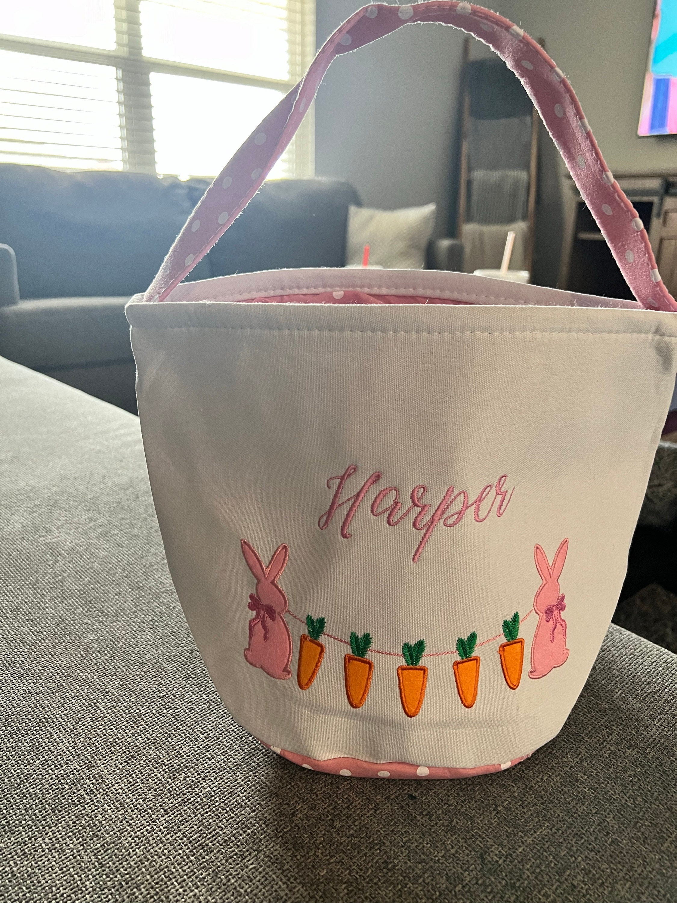 Easter basket, Personalized Easter Basket, monogram easter basket, girls basket, boys basket, girls easter basket, embroidered, rabbit