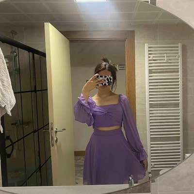 Lilac Minimalist Dress, Lilac Evening Dress, Corset Chiffon Dress for Women. - Etsy