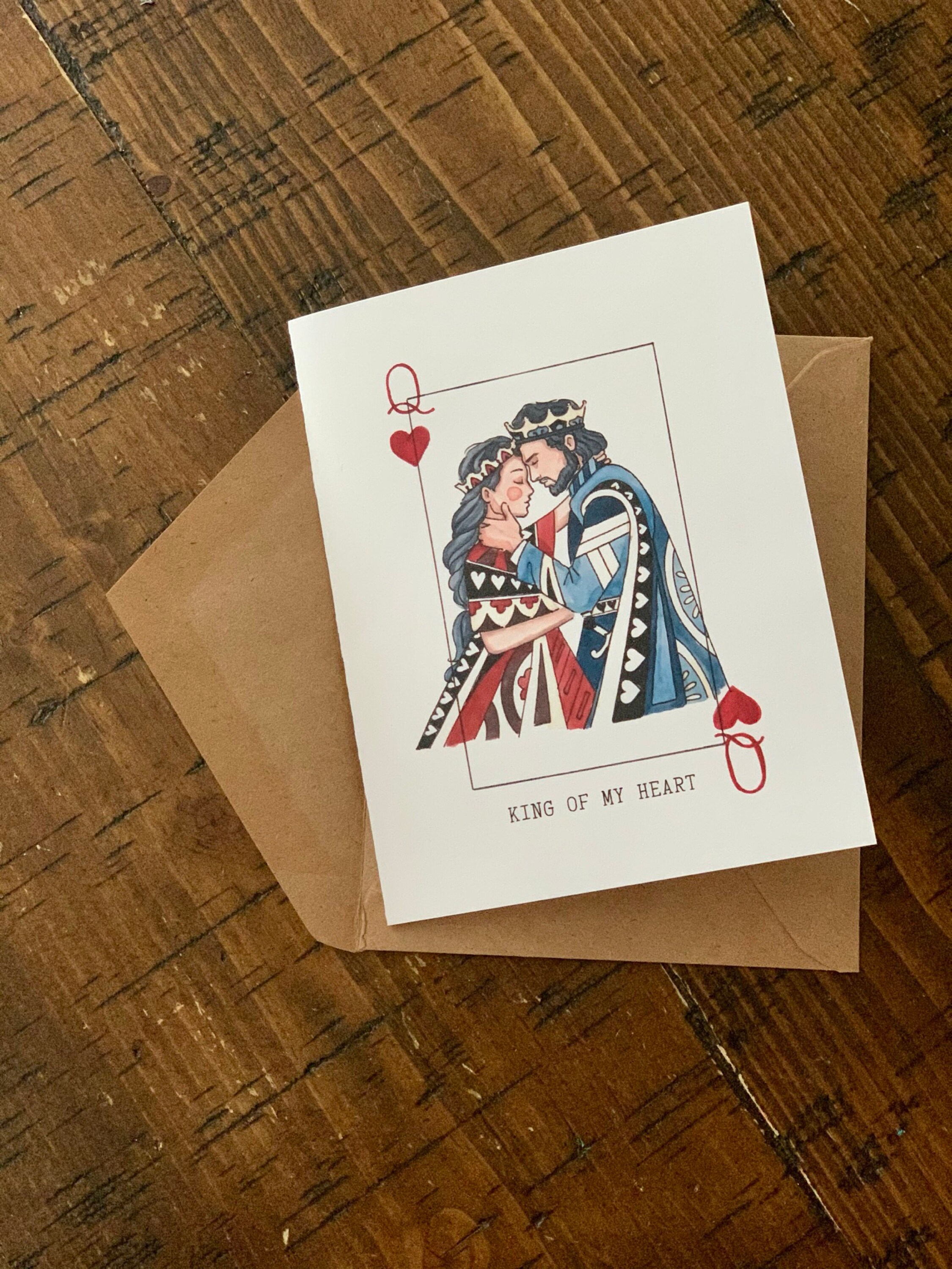 King/Queen Of My Heart Greeting Card | Valentines Day Card | Love | Cards for him | Cards for her | Playing cards | Watercolor Illustrated