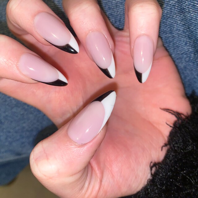 Weiße French-Tip Fake Nägel Extra Lang – Stiletto-Design Mit Kleber, 24-teiliges Set