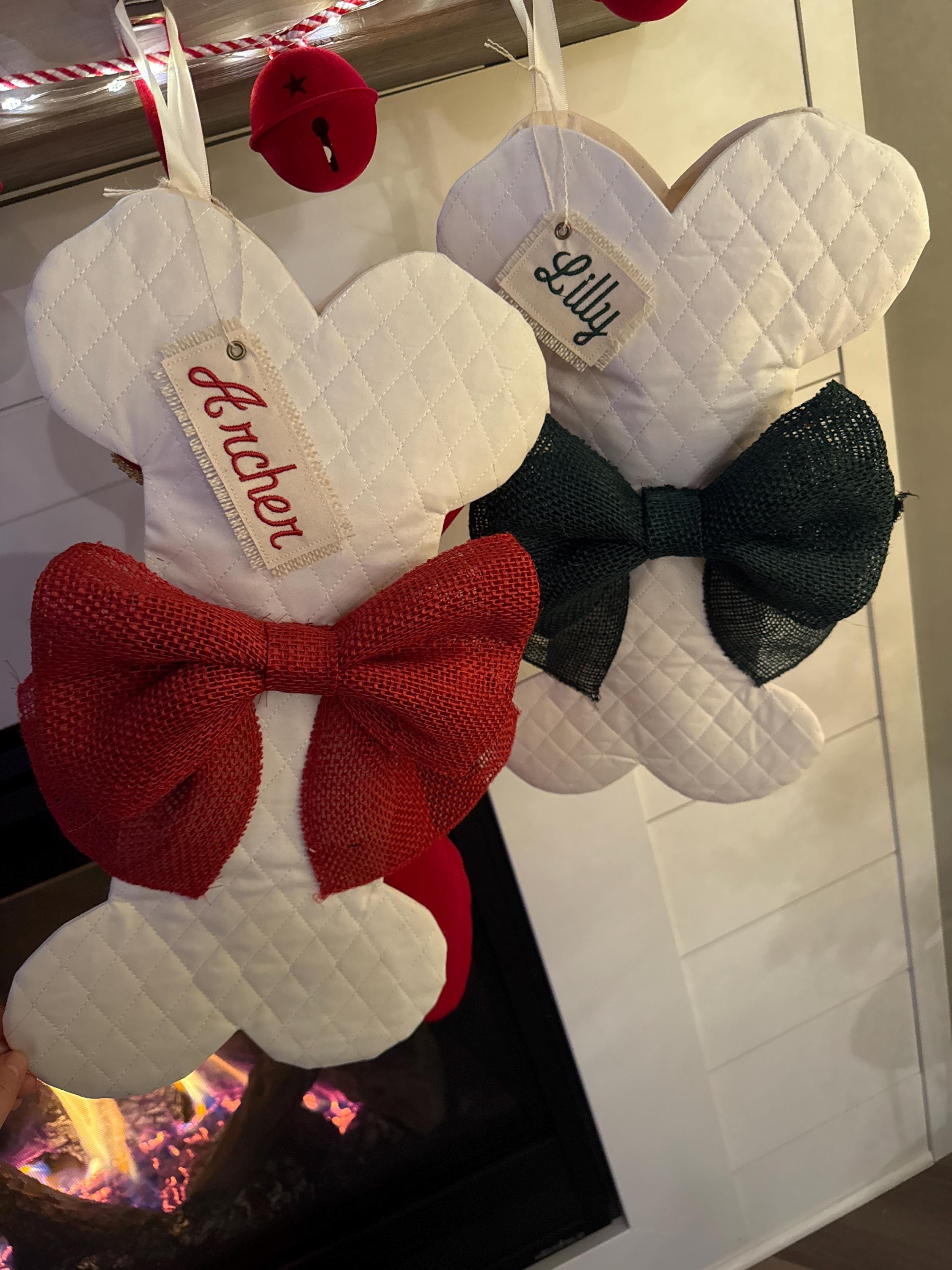 Dog Bone Christmas Stocking - Personalized Pet Stocking