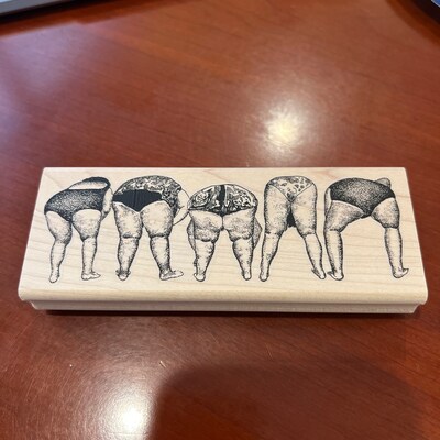 Bending Butts Old Ladies Bent Swimsuit Rubber Stamps Wood Mounted 17663