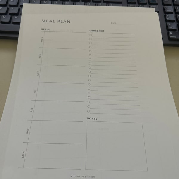 Weekly Meal Planner With Grocery List Printable Template, 7 Day Menu ...
