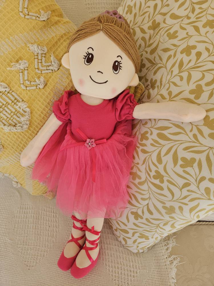 Name Ballerina Doll - Personalised Embroidered Baby Pink Ballerina Doll Child Kids Children Birthday Christmas Christening Baby Shower