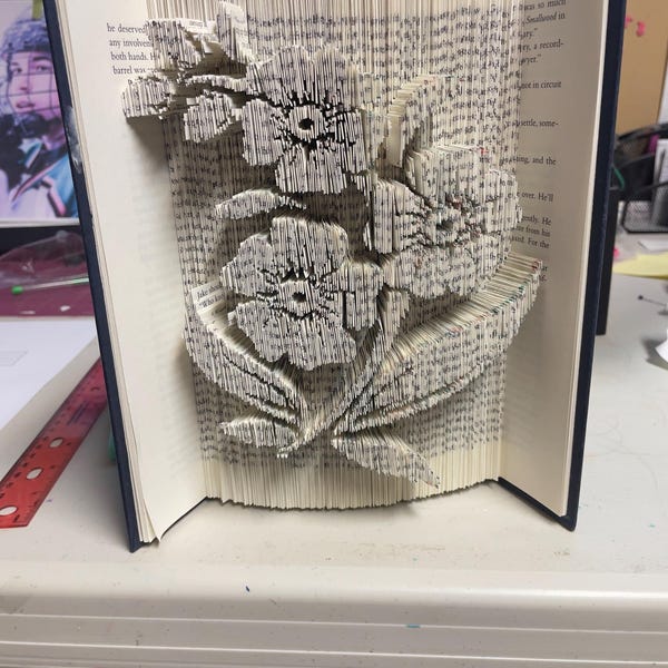 Pattern Only - Flowers Book Folding - Cut and Fold - Book Folding ...