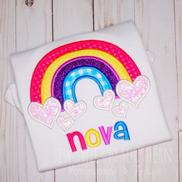 Rainbow Hearts Applique Machine Embroidery Design INSTANT DOWNLOAD - Etsy