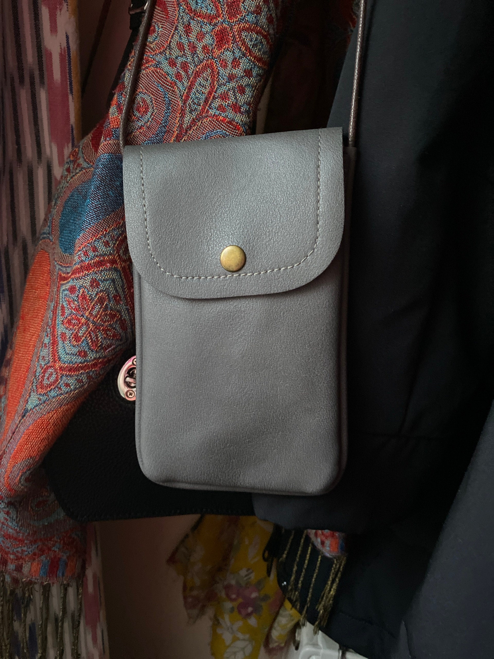 Slim Mobile Phone Bag, Adjustable Strap Length, Vegan Leather, Phone Shoulder Bag, Crossbody Bag, Multi Colours, Cell Phone Bag