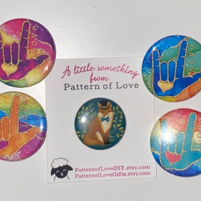 ASL i Love You Sign Language Buttons - Etsy