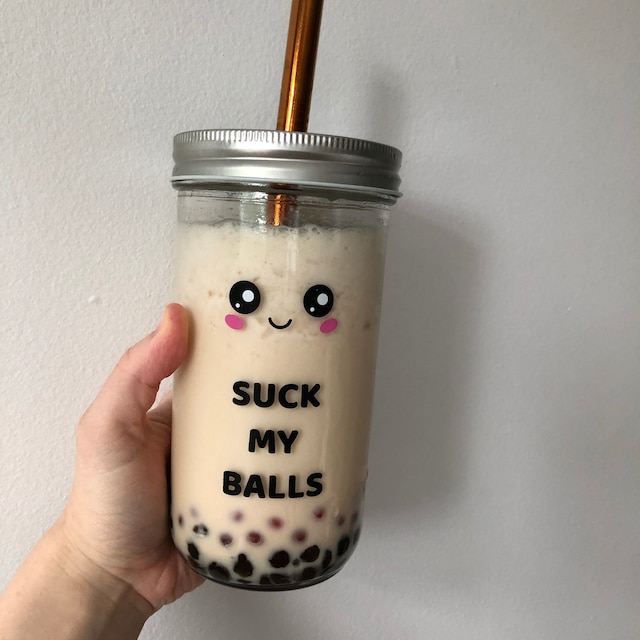 Reusable Bubble Tea Cup With Bevel Cut Stainless Steel Straw 