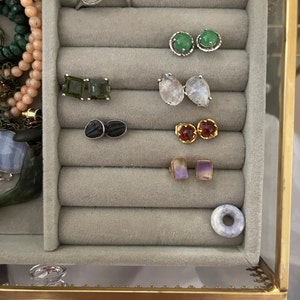 Customer photo from Jessica, Raw Ametrine Stud Earrings w/ Gold Fill, Unique Natural Amethyst and Citrine Rough Jewelry. Cube Rectangle Gemstone. Handmade in USA