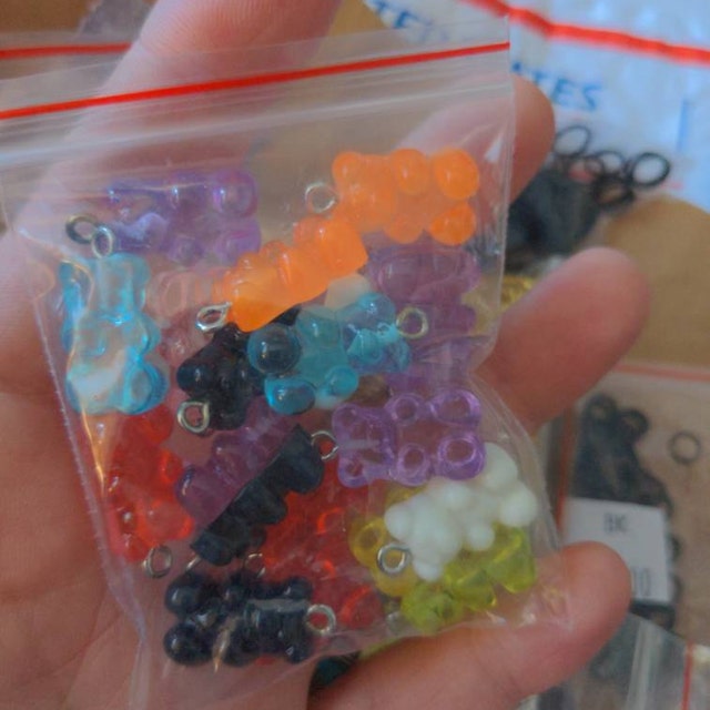4, 20 or 50 BULK Gummy Bear Resin Charms, Multi-color