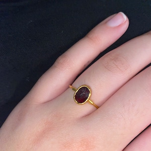 Customer photo from Brianna, Oval Rosecut Raw Garnet Ring, Raw Garnet Jewelry, Minimalist Dainty