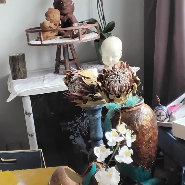 Protea Compacta Rosetta Fiori Secchi Naturali Cespuglio Di Zucchero 8 pz-36682-095NATUR