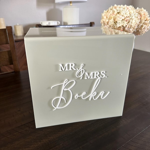 Personalized Acrylic Wedding Card Box With Lock | 3D Text - Etsy