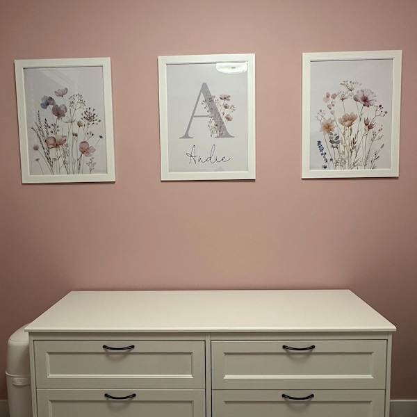 Floral Nursery Wall Art, Custom Wildflowers Prints, Boho Baby Girl ...